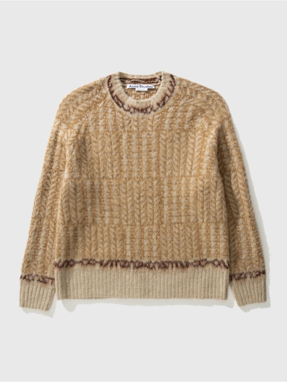 Acne Studios Kowhai Two Tone Jacquard 100% Wool Sweater Shrunken/ Fitted Fits XS
